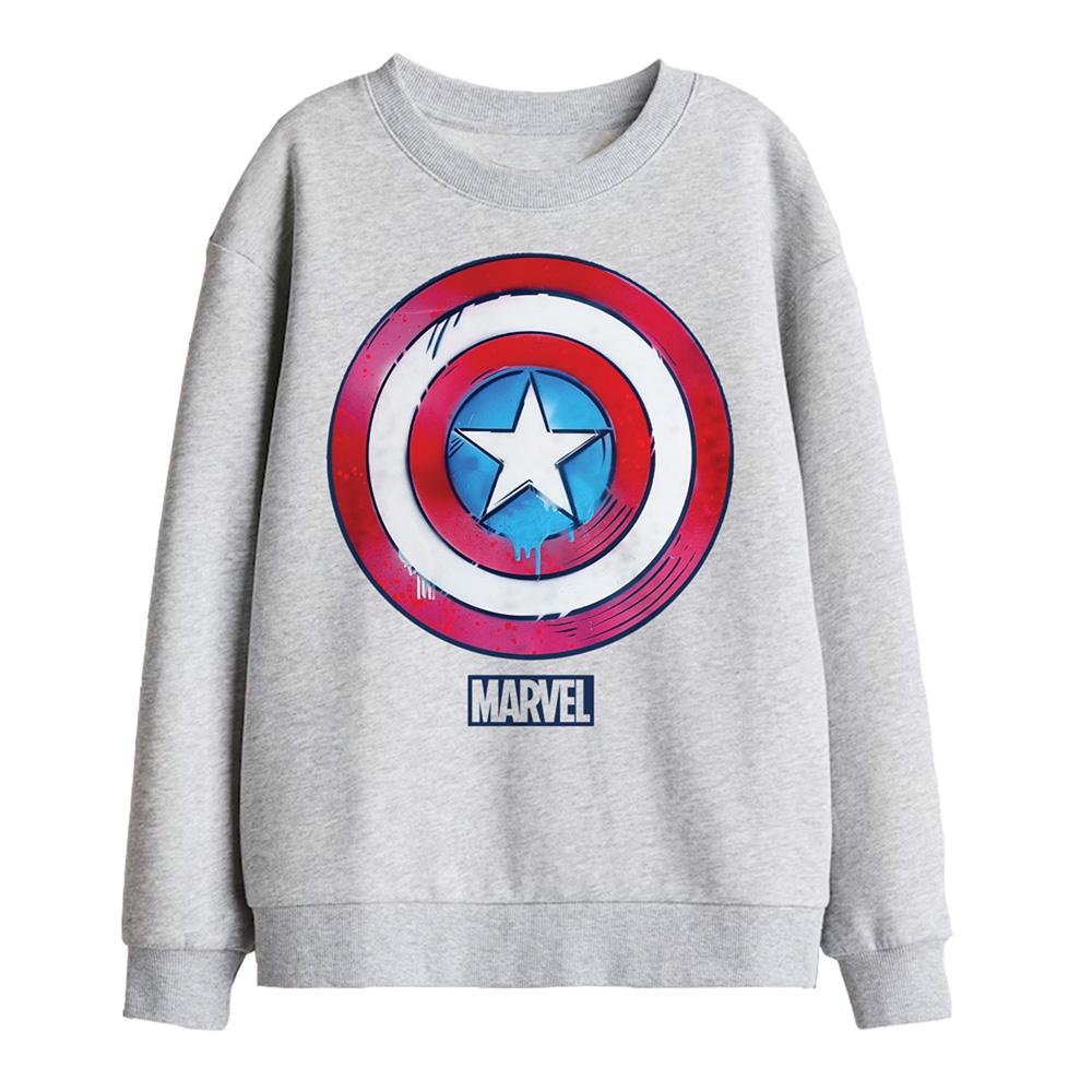 Athletic Heather - Front - Captain America Childrens-Kids Drip Shield Sweatshirt