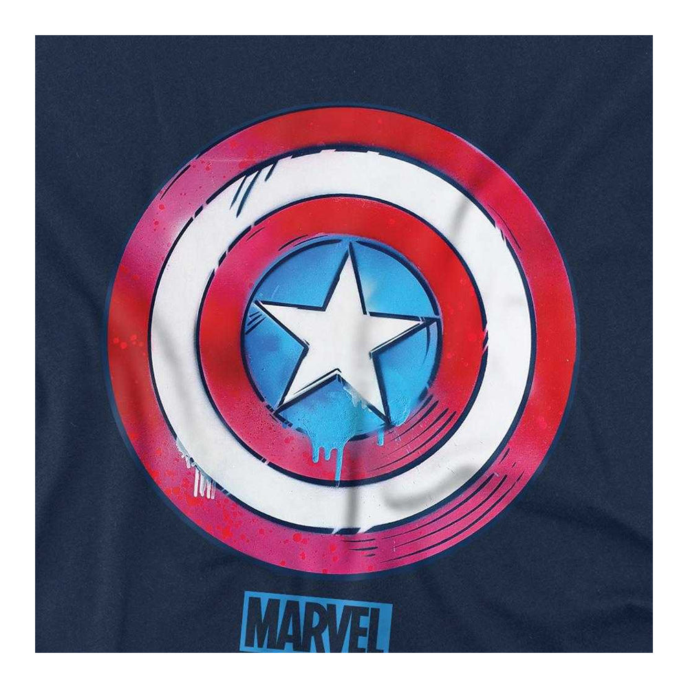 Navy - Side - Captain America Childrens-Kids Drip Shield Sweatshirt
