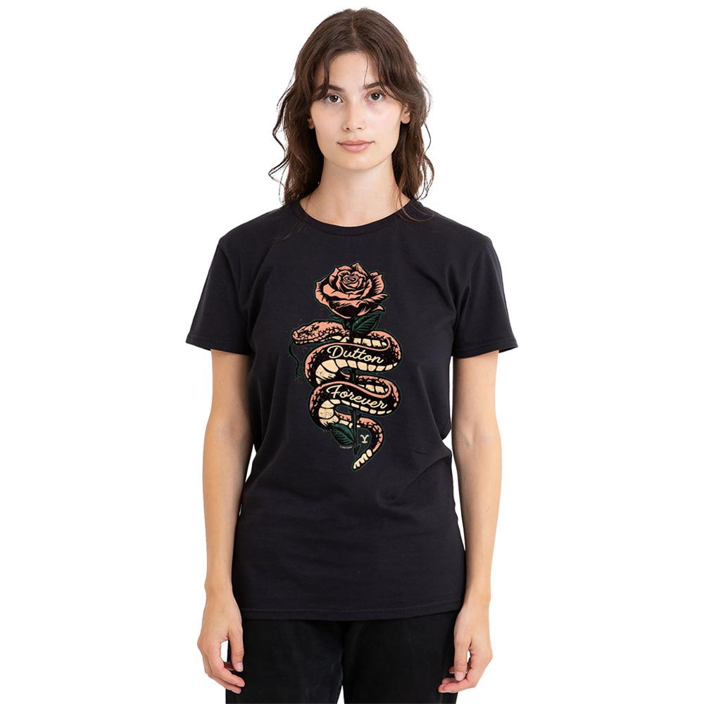 Black - Lifestyle - Yellowstone Womens-Ladies Beth Snake Rose T-Shirt