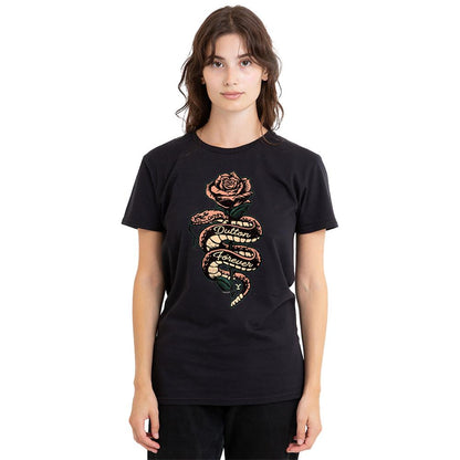Black - Lifestyle - Yellowstone Womens-Ladies Beth Snake Rose T-Shirt