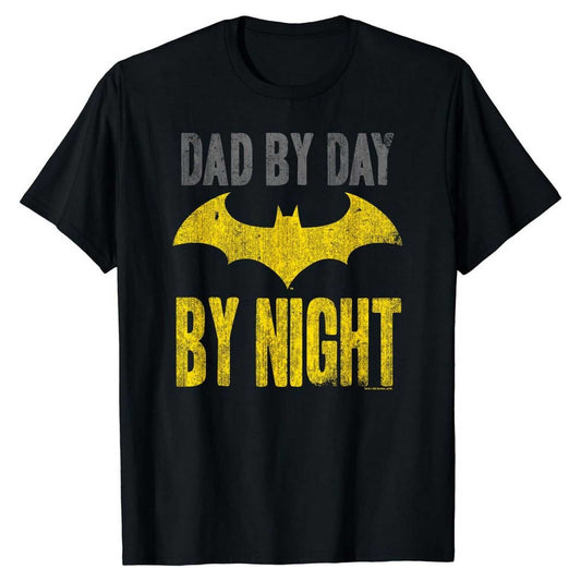 Black-Yellow - Front - Batman Mens Dad By Day T-Shirt
