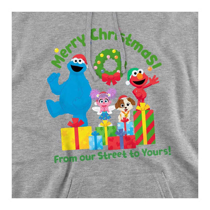 Athletic Heather - Side - Sesame Street Unisex Adult From Our Street To Yours Christmas Hoodie