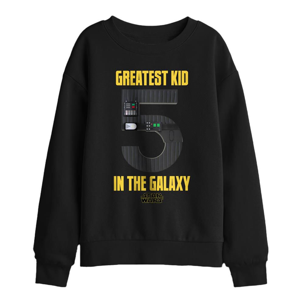 Black - Front - Star Wars Childrens-Kids Greatest Kid Darth Vader 5th Birthday Sweatshirt