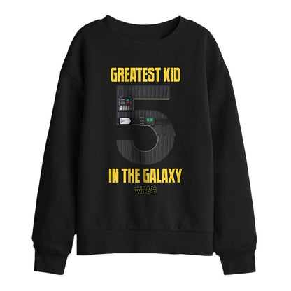 Black - Front - Star Wars Childrens-Kids Greatest Kid Darth Vader 5th Birthday Sweatshirt