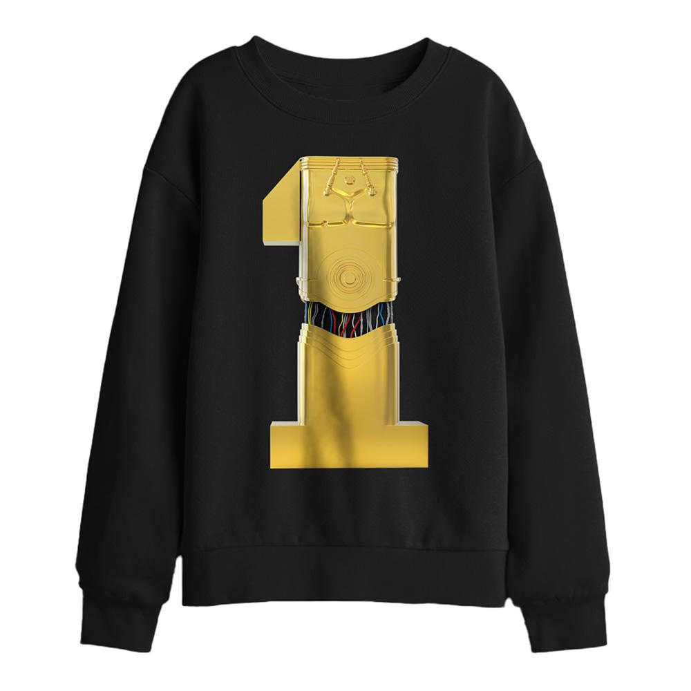 Black - Front - Star Wars Childrens-Kids C3PO 1st Birthday Sweatshirt