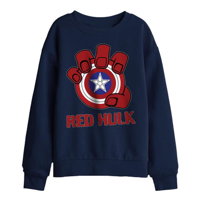 Navy - Front - Captain America: Brave New World Childrens-Kids Red Hulk Shield Sweatshirt