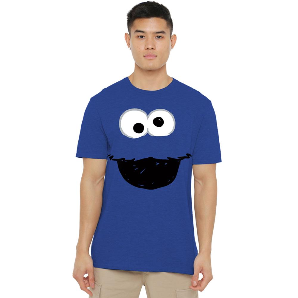 Royal Blue - Side - Sesame Street Unisex Adult Cookie Monster Crayon Heather T-Shirt