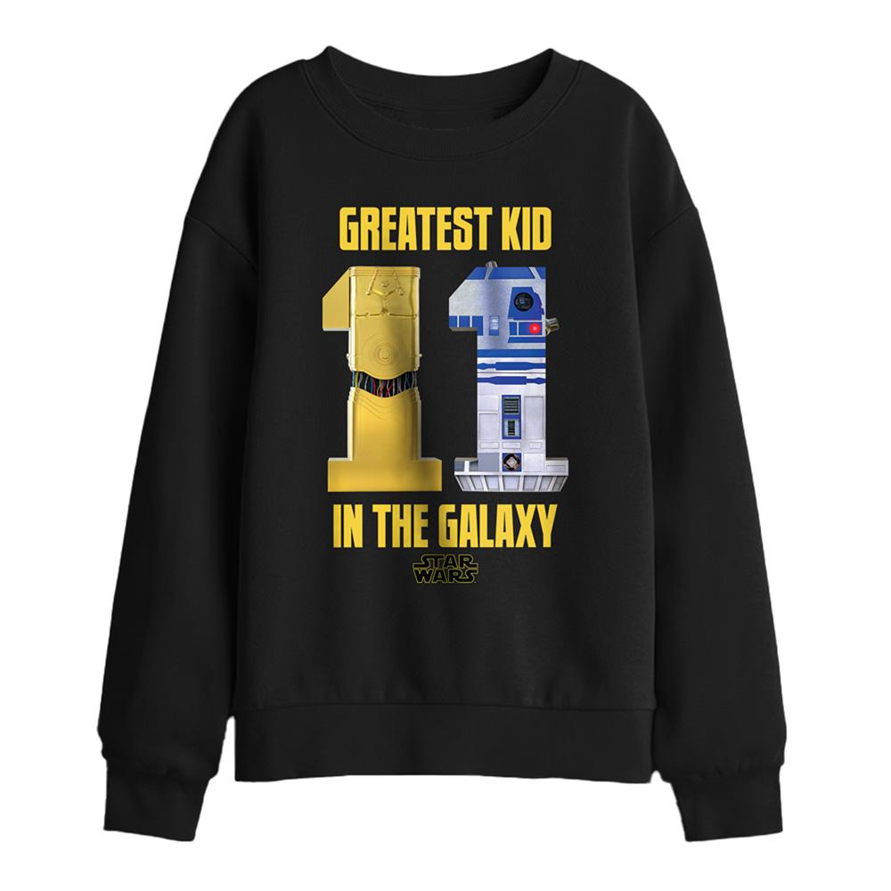Black - Front - Star Wars Childrens-Kids Greatest Kid C3PO R2-D2 11th Birthday Sweatshirt