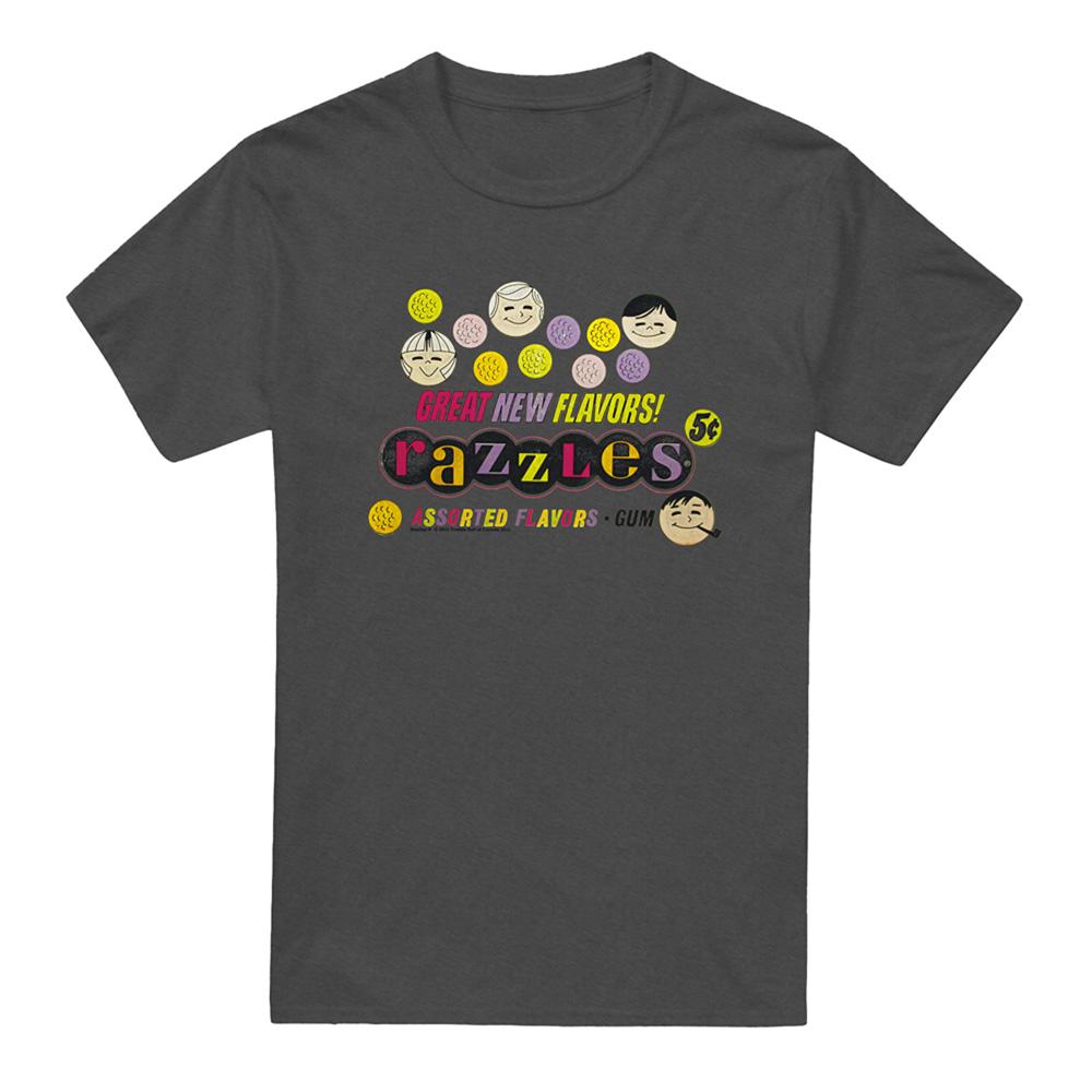 Charcoal - Front - Dubble Bubble Unisex Adult Razzles Retro Box Heather T-Shirt