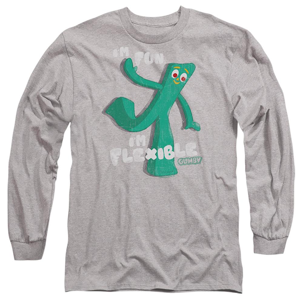 Athletic Heather - Front - Gumby Unisex Adult I´m Flexible Long-Sleeved T-Shirt