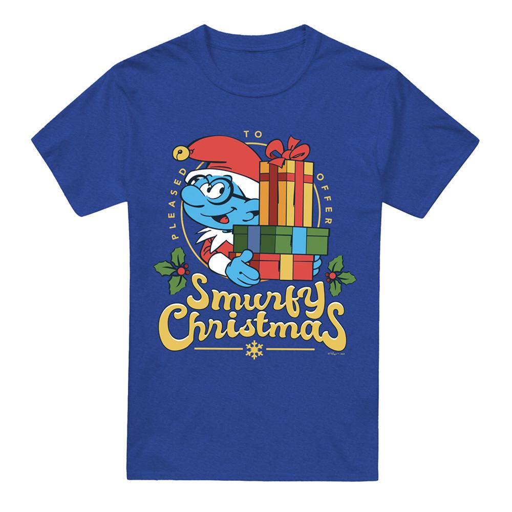 Royal Blue - Front - The Smurfs Unisex Adult Smurfy Christmas Christmas T-Shirt