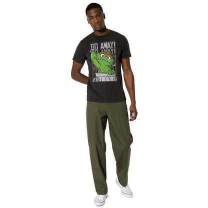 Black - Side - Sesame Street Mens Go Away Oscar The Grouch T-Shirt