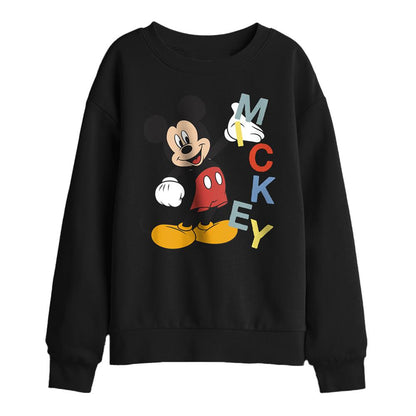 Black - Front - Disney Childrens-Kids Word Mickey Sweatshirt