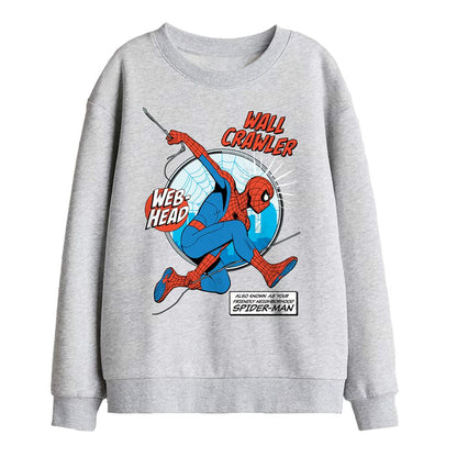 Athletic Heather - Front - Spider-Man Childrens-Kids Friendly Neighborhood Wall Crawler Sweatshirt