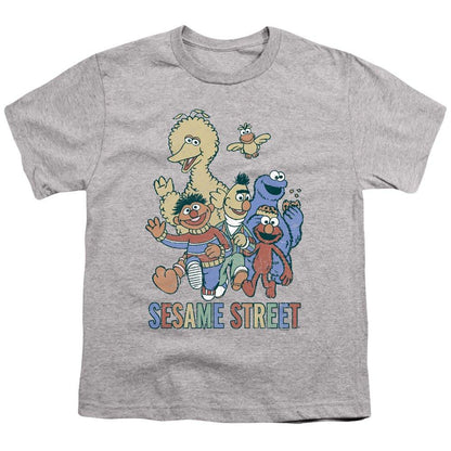 Sports Grey - Front - Sesame Street Childrens-Kids Colourful Group T-Shirt