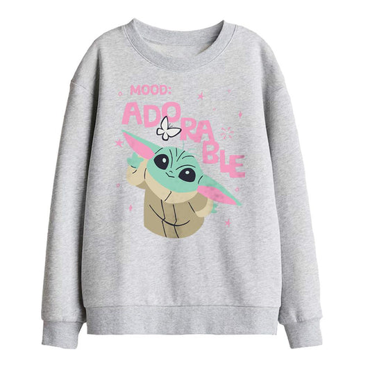 Athletic Heather Grey - Front - Star Wars Childrens-Kids Mood Adorable Grogu Sweatshirt