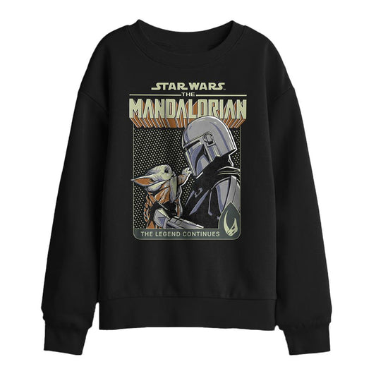 Black - Front - Star Wars Mandalorian Childrens-Kids Legend Continues Grogu Sweatshirt