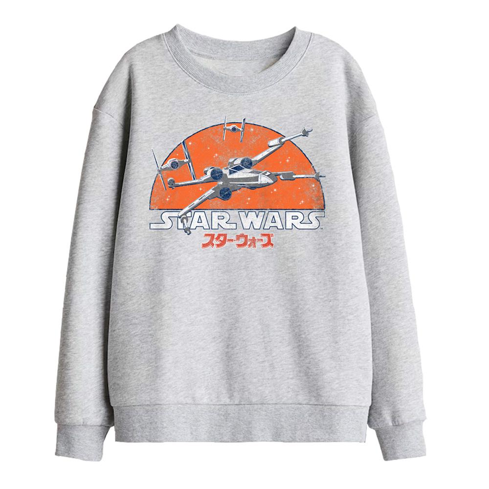 Athletic Heather - Front - Star Wars Childrens-Kids X-Wing Fighter Tie Fighter Sweatshirt