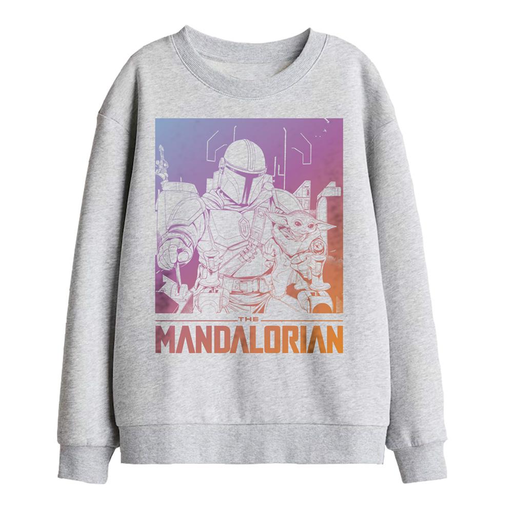 Athletic Heather - Front - Star Wars: The Mandalorian Childrens-Kids The Child Gradient Sweatshirt