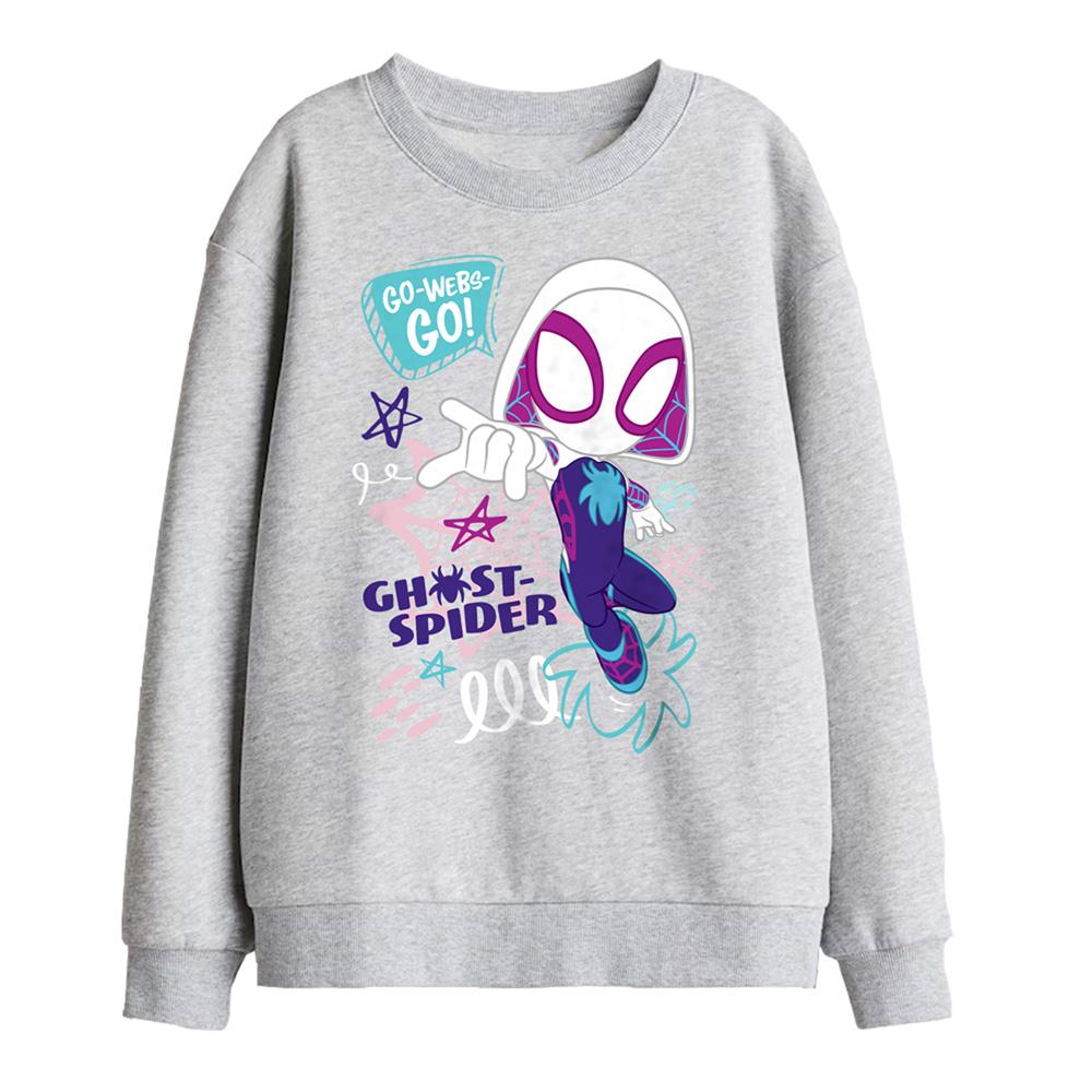 Athletic Heather - Front - Spidey And His Amazing Friends Childrens-Kids Go Webs Go Ghost-Spider Sweatshirt