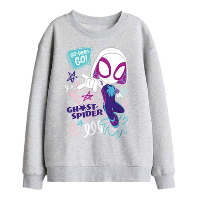 Athletic Heather - Front - Spidey And His Amazing Friends Childrens-Kids Go Webs Go Ghost-Spider Sweatshirt