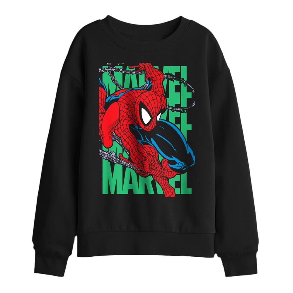 Black - Front - Spider-Man Childrens-Kids Wall Crawling Sweatshirt