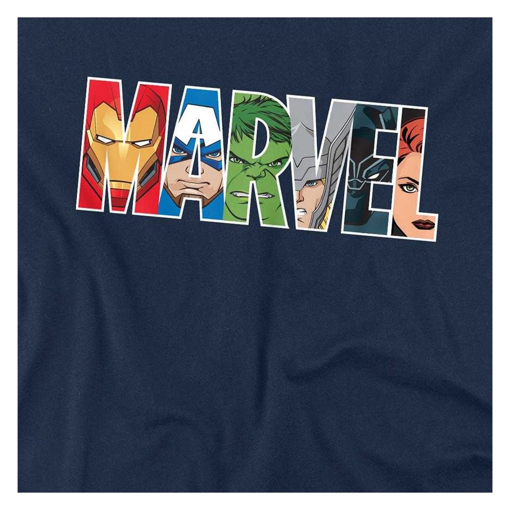 Navy - Side - Avengers Childrens-Kids Hero Brick Logo Sweatshirt