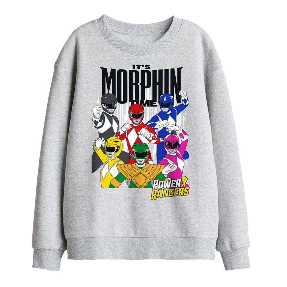 Athletic Heather - Front - Power Rangers Childrens-Kids It´s Morphin Time Sweatshirt