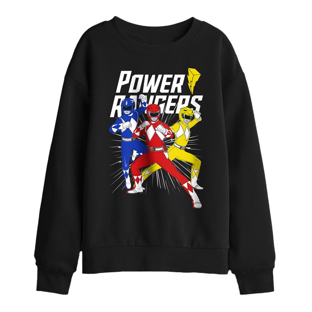 Black - Front - Power Rangers Childrens-Kids Trio Sweatshirt