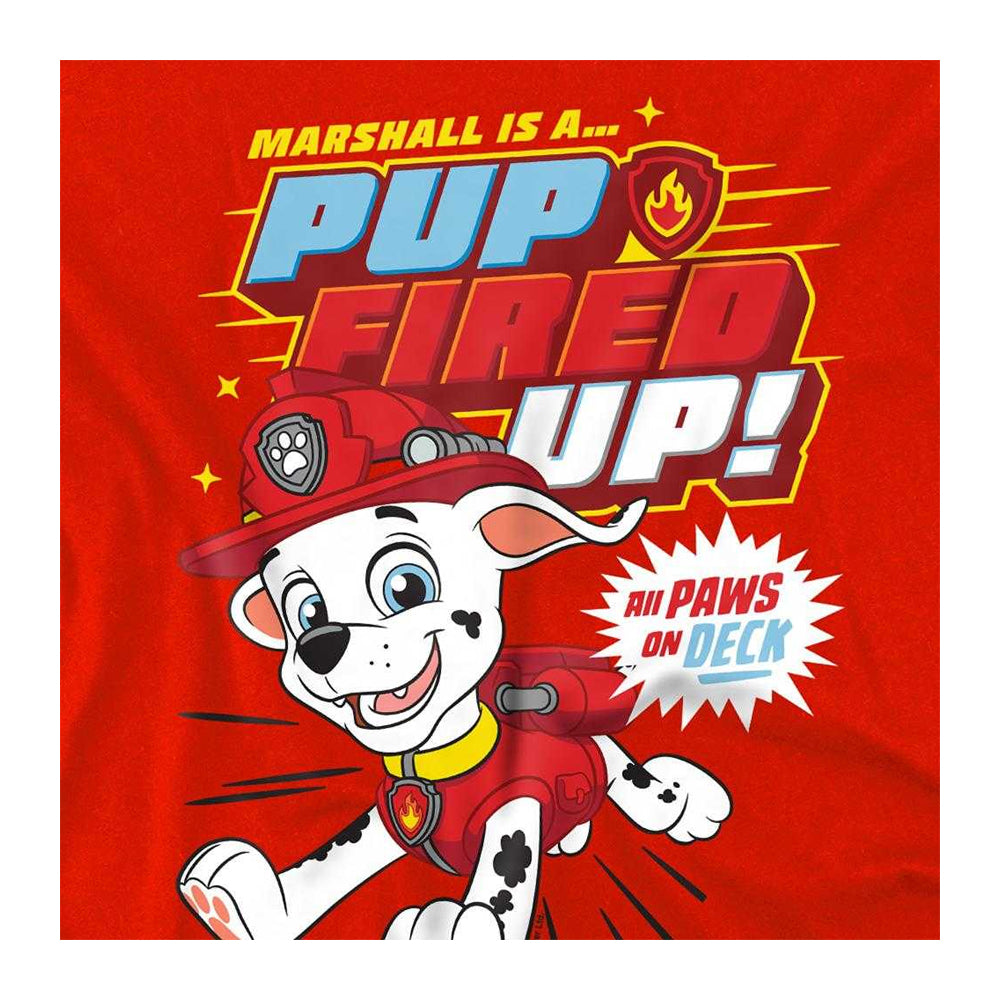 Red - Side - Paw Patrol Childrens-Kids Pup Fired Up Marshall Sweatshirt