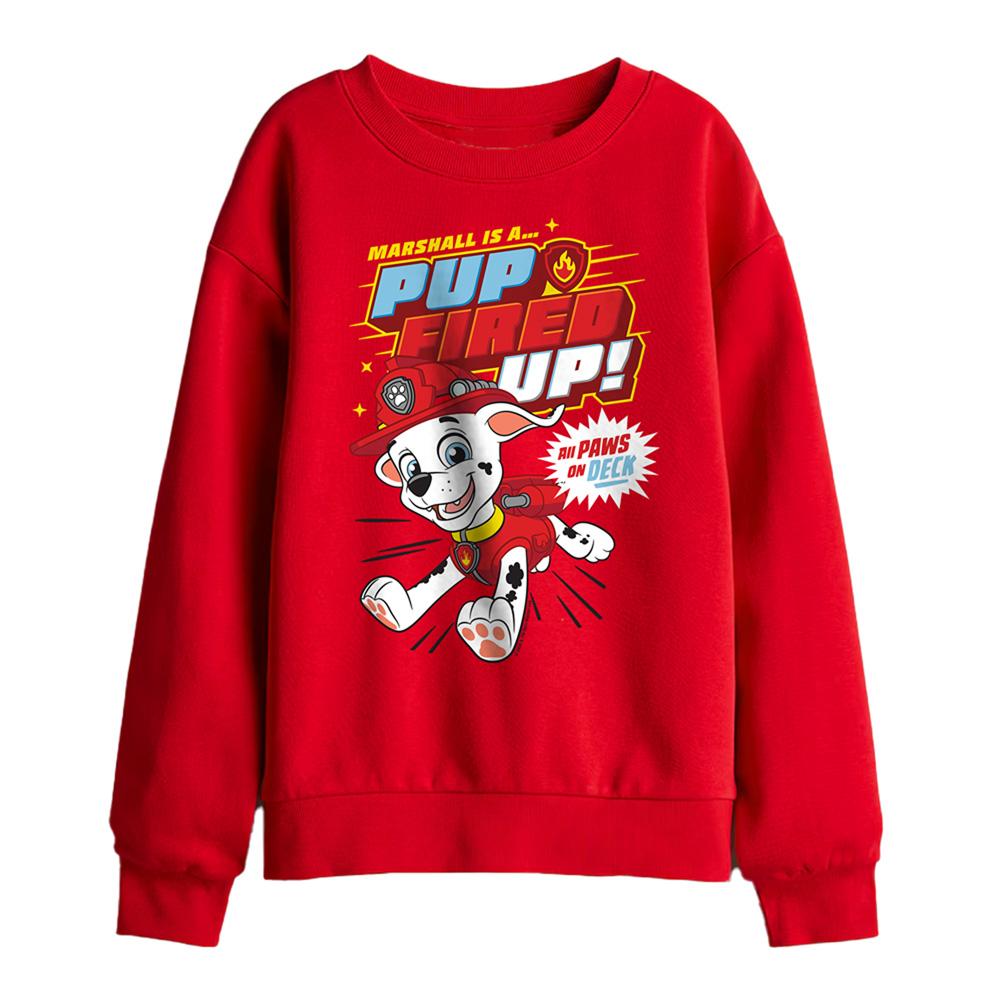 Red - Front - Paw Patrol Childrens-Kids Pup Fired Up Marshall Sweatshirt
