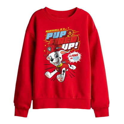 Red - Front - Paw Patrol Childrens-Kids Pup Fired Up Marshall Sweatshirt