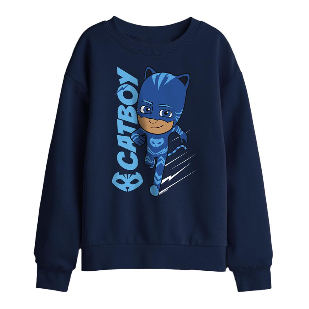 Navy - Front - PJ Masks Childrens-Kids Cat Boy Sweatshirt