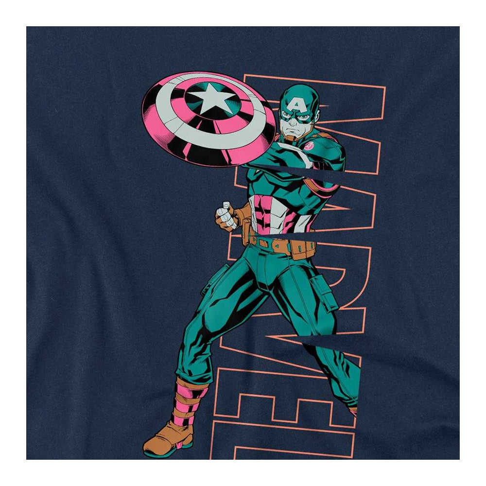 Navy - Side - Captain America Childrens-Kids Emerge Sweatshirt