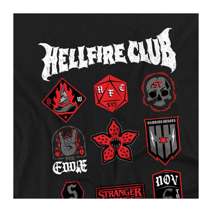 Black - Side - Stranger Things Childrens-Kids Hellfire Badge Sweatshirt