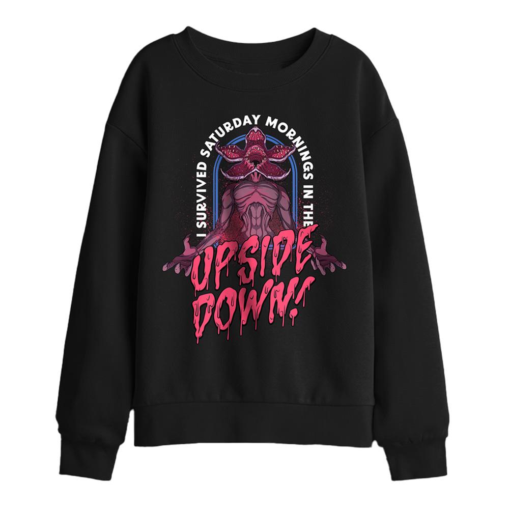 Black - Front - Stranger Things Childrens-Kids Survival Demogorgon Sweatshirt