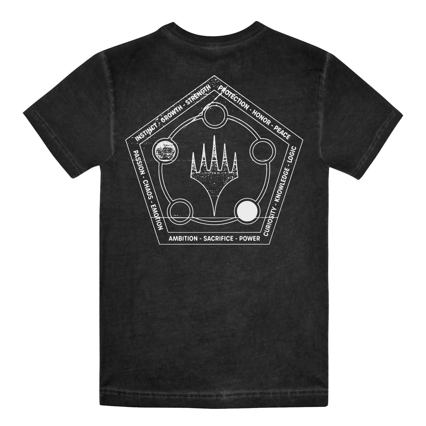 Black - Back - Magic The Gathering Mens Mana Wheel Retro Vintage Wash T-Shirt