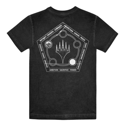 Black - Back - Magic The Gathering Mens Mana Wheel Retro Vintage Wash T-Shirt
