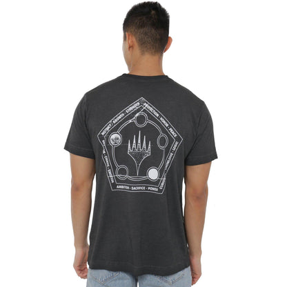 Black - Side - Magic The Gathering Mens Mana Wheel Retro Vintage Wash T-Shirt