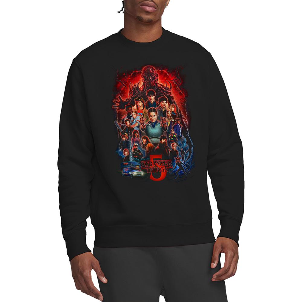 Black - Side - Stranger Things 5 Unisex Adult Poster Sweatshirt