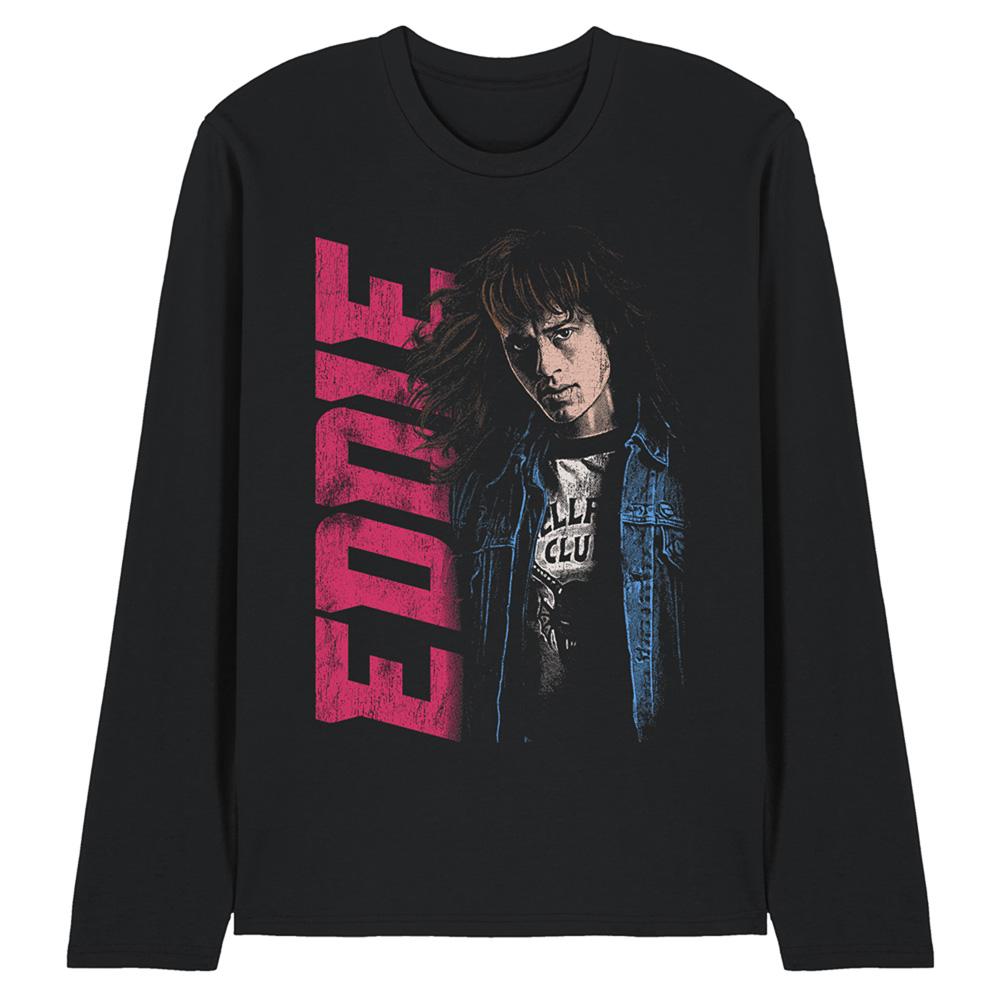 Black - Front - Stranger Things Unisex Adult Neo Homage Eddie Long-Sleeved T-Shirt