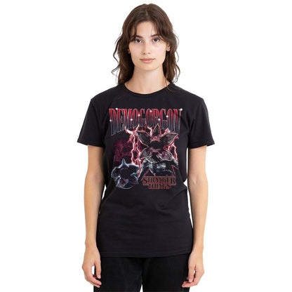 Black - Side - Stranger Things Womens-Ladies Demogorgon Homage T-Shirt