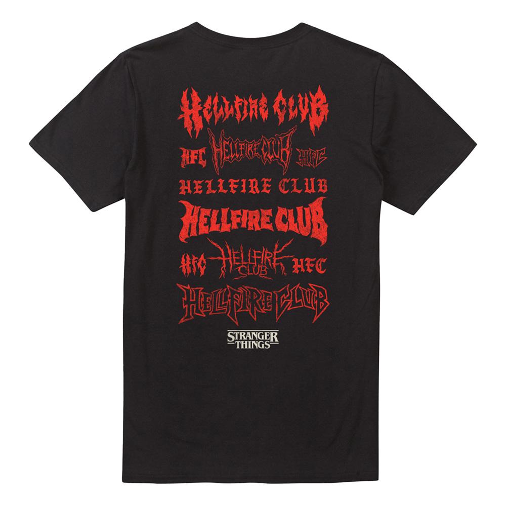 Black - Back - Stranger Things Unisex Adult Hellfire Logos Back Print T-Shirt