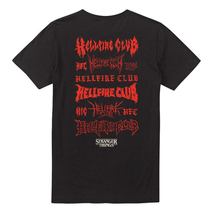 Black - Back - Stranger Things Unisex Adult Hellfire Logos Back Print T-Shirt