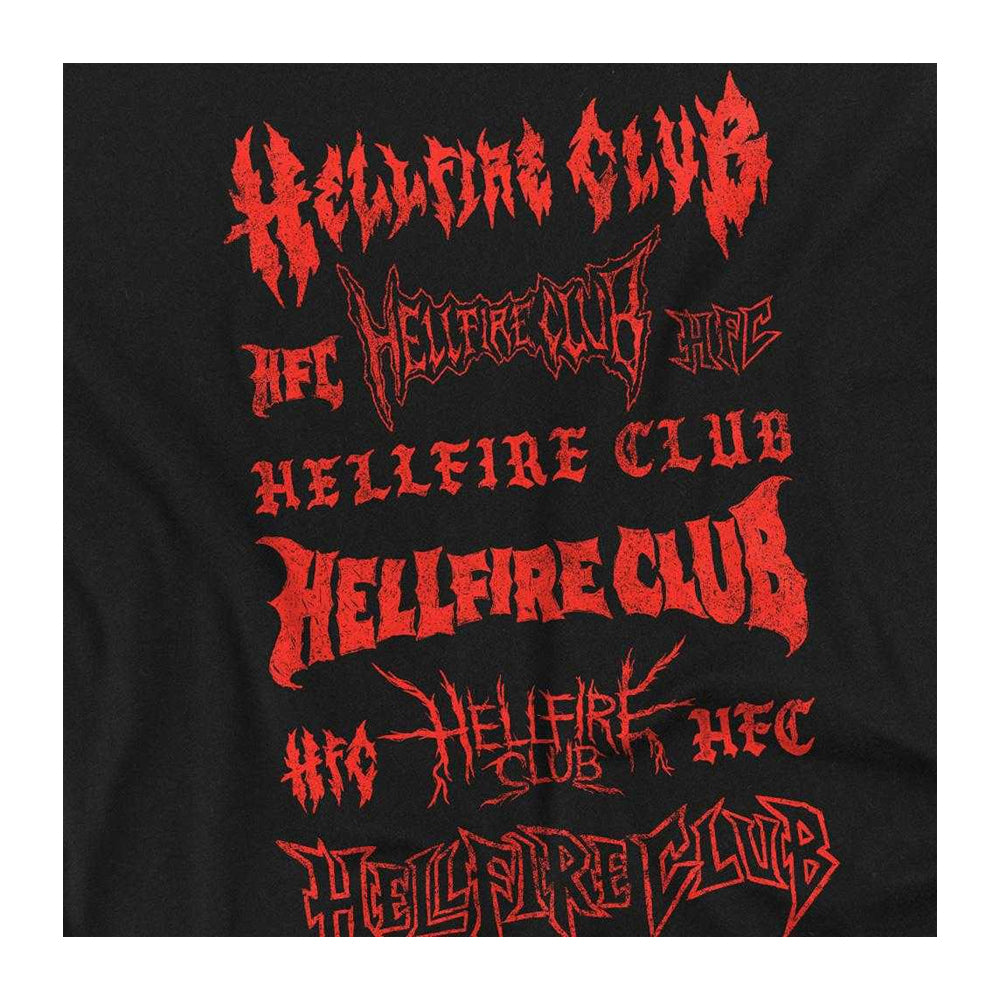 Black - Pack Shot - Stranger Things Unisex Adult Hellfire Logos Back Print T-Shirt