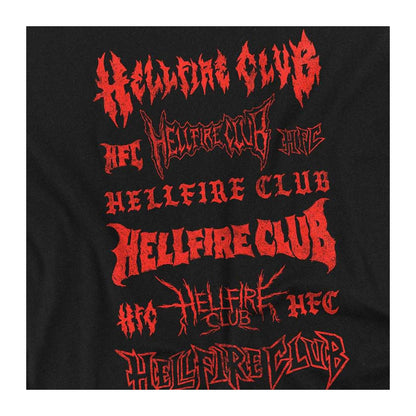 Black - Pack Shot - Stranger Things Unisex Adult Hellfire Logos Back Print T-Shirt