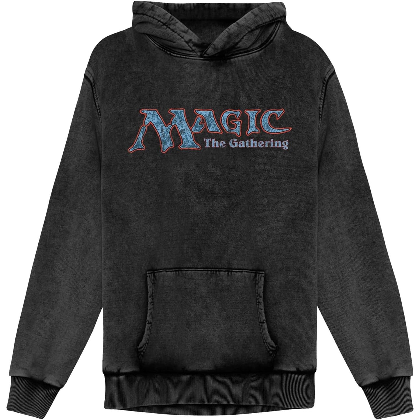 Black - Front - Magic The Gathering Mens Retro Logo Vintage Wash Hoodie