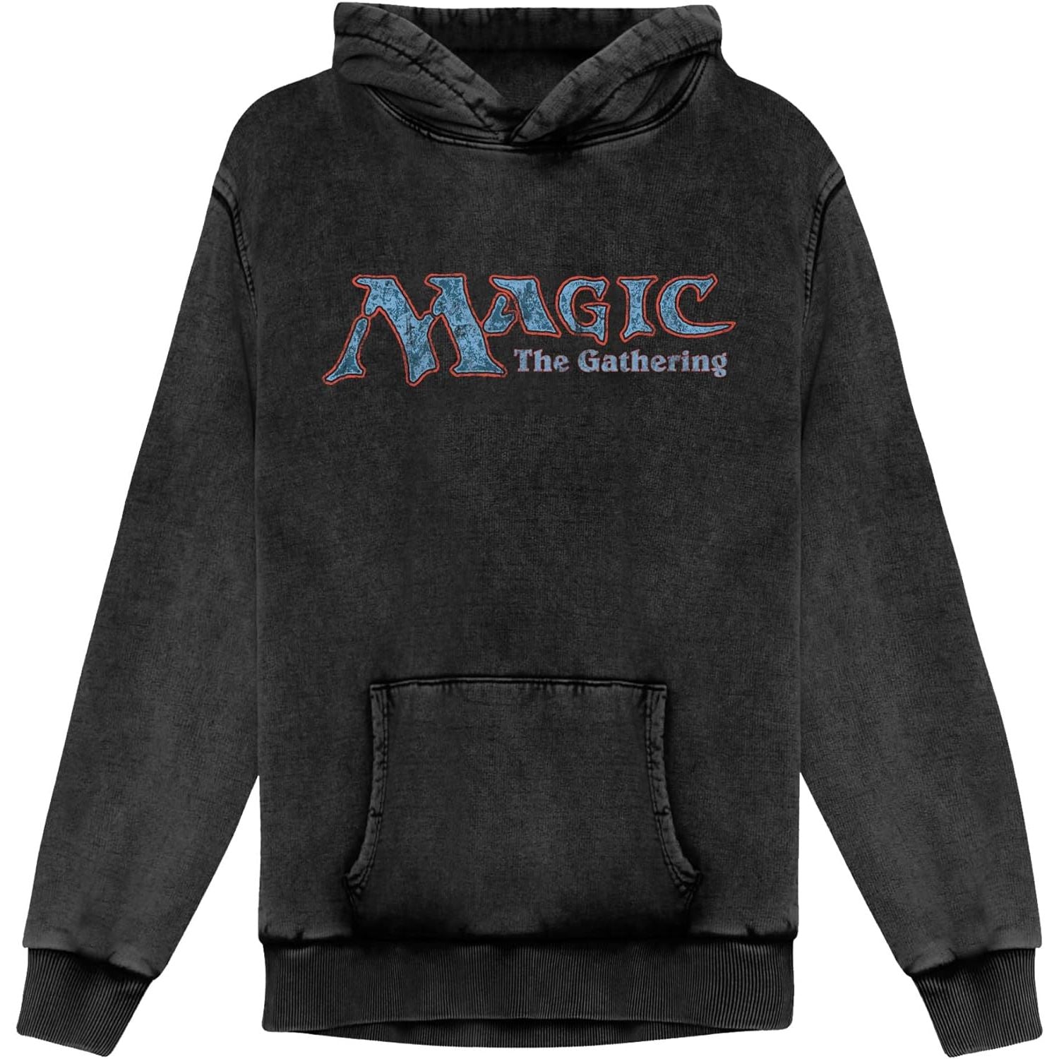 Black - Front - Magic The Gathering Mens Retro Logo Vintage Wash Hoodie