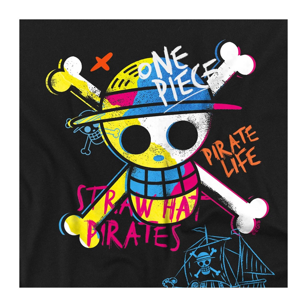 Black - Side - One Piece Childrens-Kids Jolly Roger Graffiti Sweatshirt