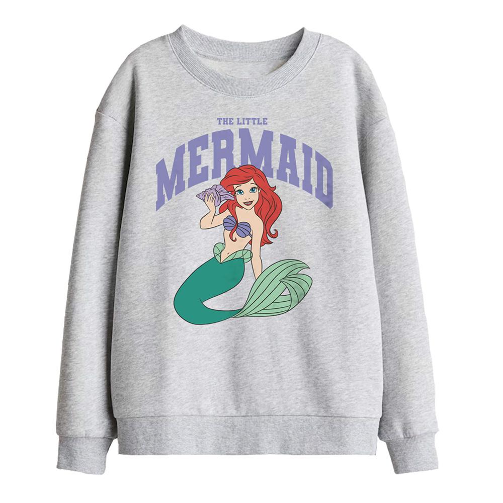 Athletic Heather - Front - The Little Mermaid Childrens-Kids Collegiate Sweatshirt